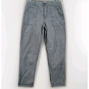 Curve Appeal Straight Leg Utility Pants Sz 8/29 x 27 Gray Mid Rise Elastic Waist
